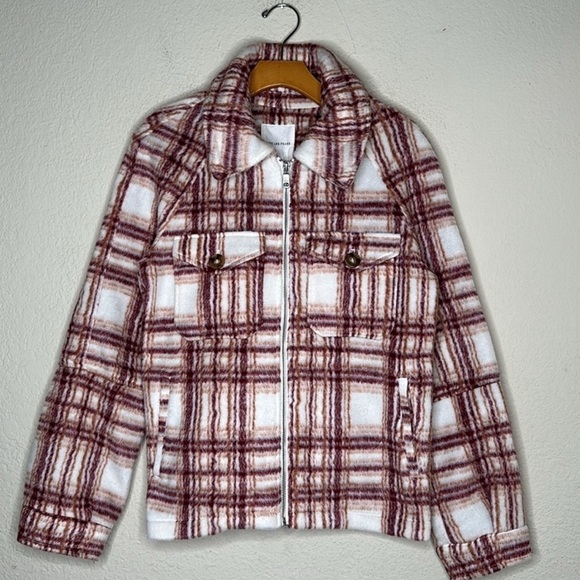 NWOT Anthropologie Avec Les Filles Plaid/Buffalo Check Fleece Zip Up Jacket Sz M - Picture 2 of 9